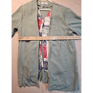 Alfred Dunner Women's Green Textured Cardigan‎ Top Blouse Size 12 Vintage